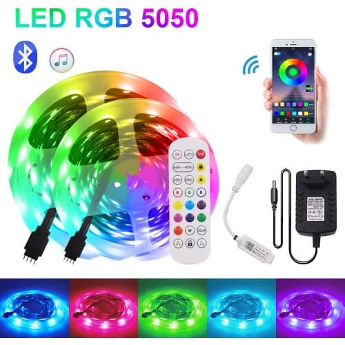 Bluetooth RGB Led Strip Light 12V 5050SMD RGB Led Tape Ribbon 30Leds/m Flexible Ribbon Diode Remote Control EU US UK AU Kit