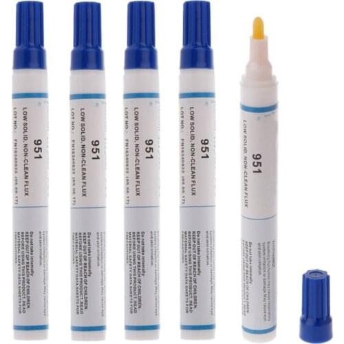 5Pcs 951 10ml Soldering Rosin Flux Pen Low-Solids Non-clean For Solar cell panel DIY kester solder power Free Shipping