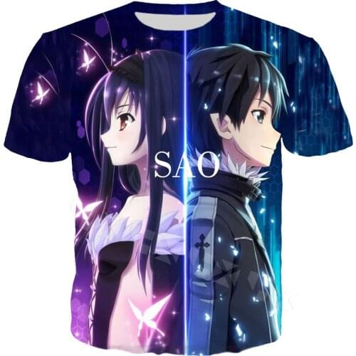 Anime Sword Art Online T Shirt Men/Women 3D Print Fashion Mens Clothing Casual Streetwear T Shirt Tops T167