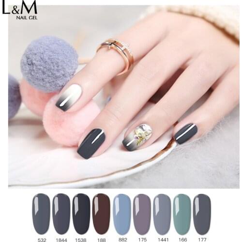 IDO 24Pcs/set High quality Grey Color Series Nail UV Nail Gel Varnish Semi Permanent Gel Polish Nails Last more than a month