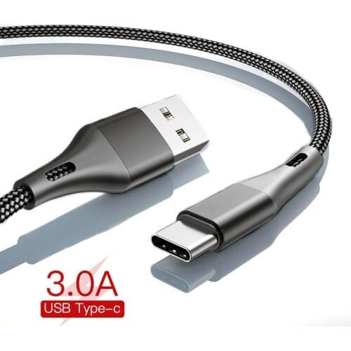 USB Type C Cable 3A 2M Fast Charging Wire for Samsung Galaxy S20 Plus Xiaomi mi9 Huawei Mobile Phone Tablet USB C Charger Cable