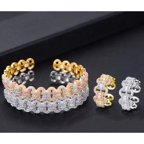 Kellybola Openning Bangle Ring Set Charms Romantic Gift For Women Party Engagement Important Occasion Jewelry Accessories