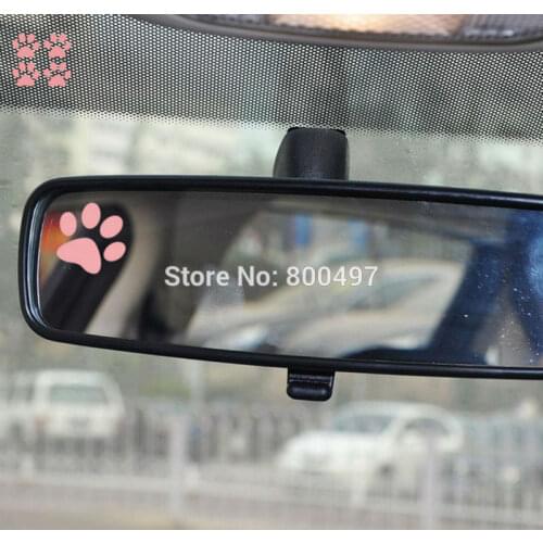 4 x Creative Lovely Car Stickers Pink Dog Cat Paw Pet Animal Footprint For Tesla Toyota Chevrolet Volkswagen Hyundai Kia Lada