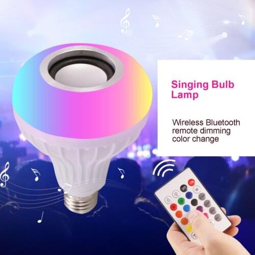 12W 220V RGB Bulb Light Music Player Smart Music Light Bulb Led Colorful Speaker Bulb E27 Wireless Remote Control Audio Bulb
