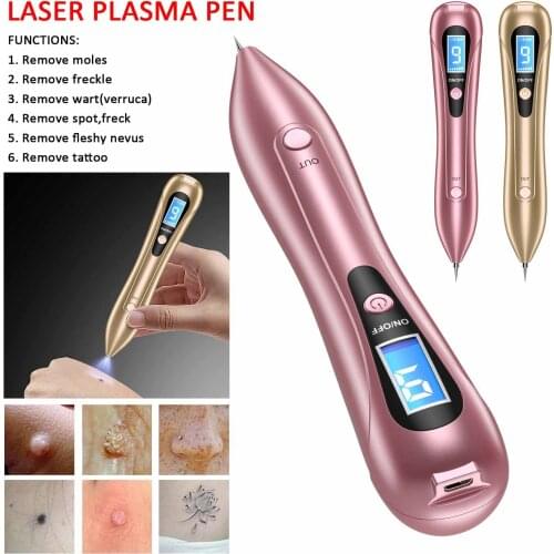 9 Level Laser Plasma Pen LCD Mole Removal Machine LED Lighting Skin Corn Freckle Tag Nevus Dark Age Sweep Spot Tattoo Remover
