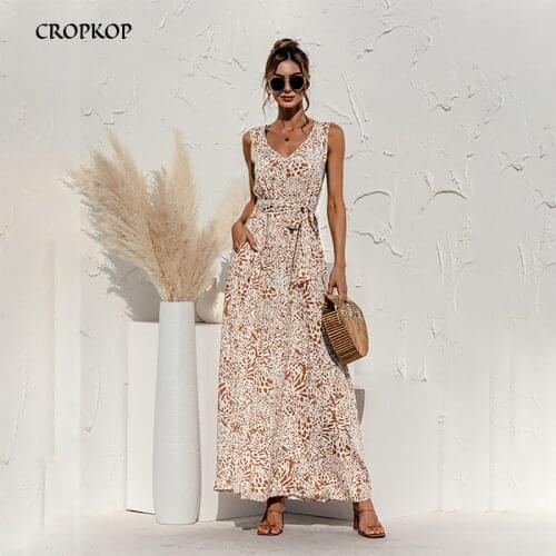 Summer Women Leopard Print Tank Long Dress Sexy Backless V-Neck Bandage Boho Beach Dress Vintage Black Robe Femme Ete 2021