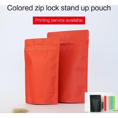 Matte red stand up pouch with zipper aluminum foil zip lock bag tea coffee bean food packaging bags custom printing available