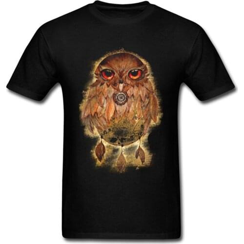 2018 Original Design Owl Tee Shirt Men Dream Catcher Keeper Cartoon T-shirt Short Sleeve Top Cotton Sweatshirt