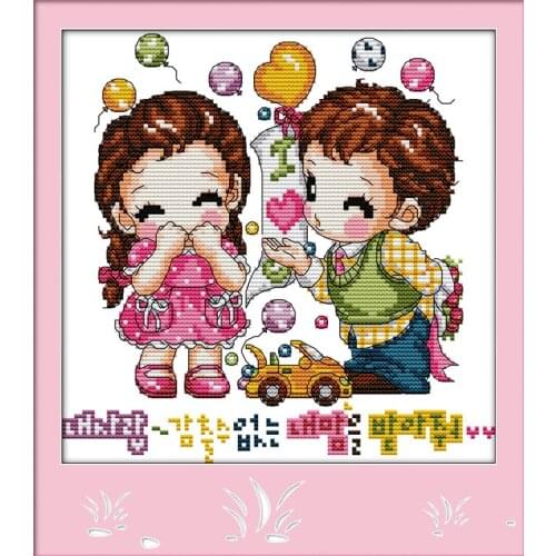 Throw someone a kiss Printed Canvas DMC Counted Chinese Cross Stitch Kits printed Cross-stitch set Embroidery Needlework