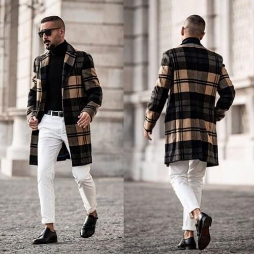 Customizable Mens Suits Wool Blend Peaked Lapel Costume Homme Leisure Long Coat Fashionable In Stock Free Shipping