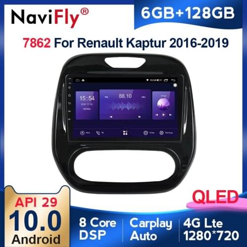 NaviFly 7862 6GB+128GB QLED Screen 1280*720 Android 10 Car Radio Audio Multimedia Player For Renault Kaptur 2016 - 2019