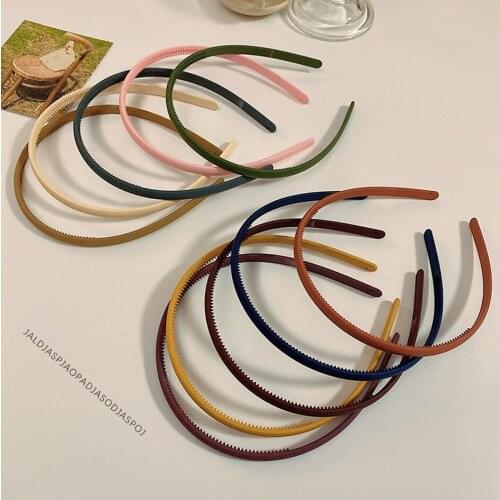 Solid Color PU Faux Leather Headbands Women Hairband Hair Hoop Girl Fashion Simple Hair Bands Bezel Hair Accessories 2021