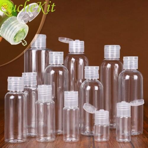10pcs 5/10/20/30/50ml Plastic Refillable Bottles Plastic Transparent Perfume Bottle Flip Cap For Liquid Lotion Cream Small Boxes