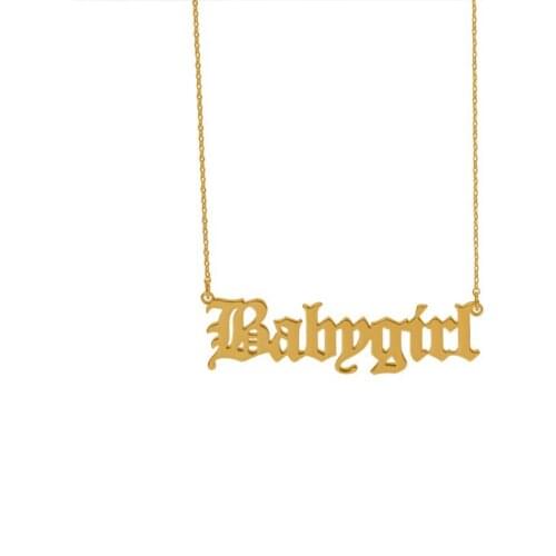 Custom Nacklace Personalized "Babygirl" Name Old English Pendants Jewelry For Women Girls Lovely Wedding Gifts