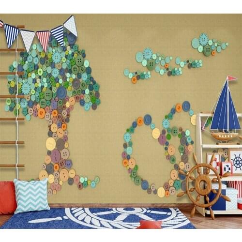 Custom Mural Wallpaper For Kids Room Creative 3D Button Tree Pattern Background Bedroom Wall Decor Painting Papel De Parede