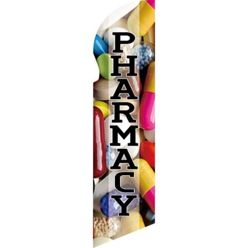 Factory Direct Sales Custom Pharmacy Outdoor Feather Flag 110g Knitted Polyester Feather Flag Single Sided