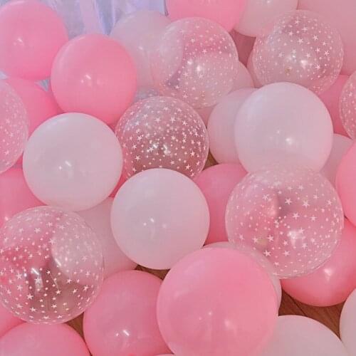 Pink Balloons 12inch Transparent Balloons Latex Helium Balloon Happy Birthday Clear Stars Thick Ballon Party Decor Supplies Ball