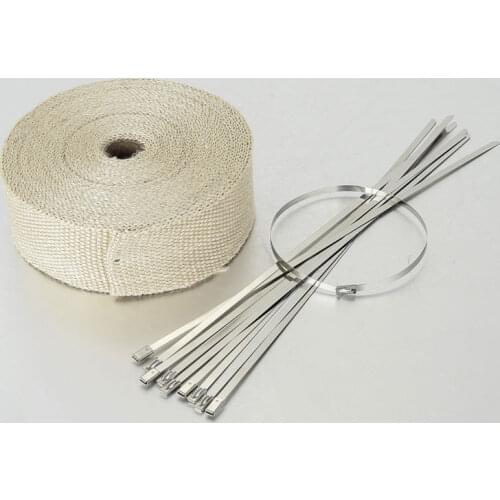 Roll Titanium Exhaust Header Pipe Heat Wrap Tape+Stainless Ties Kit 5cm*15m