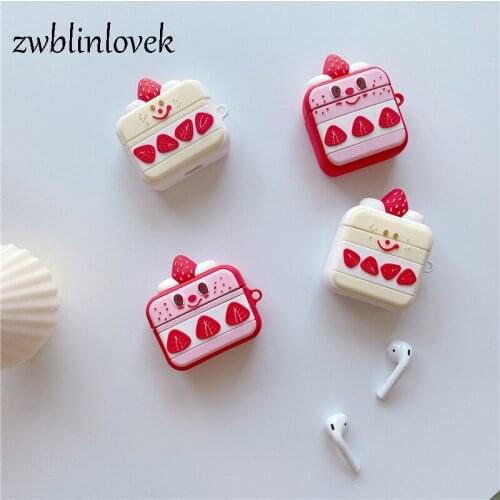 Cute Strawberry Cake Protective Case For Airpods 1/2 Pro Charging Box Soft Silicone Wireless Bluetooth Headset Cover
