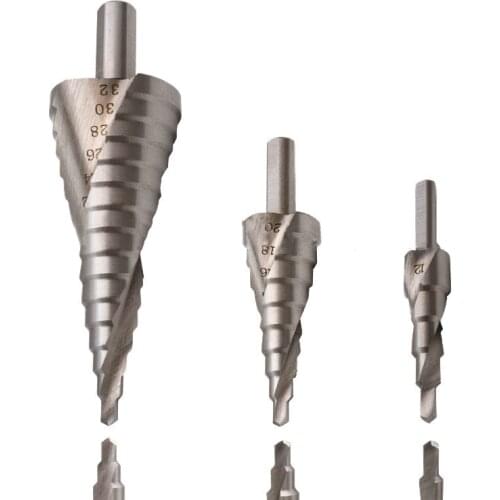HSS Spiral Groove Metal Steel Step Drill Bit, Used To Cut 4-12/20/30mm Stainless Steel Pagoda Drill Hexagonal Screwdriver
