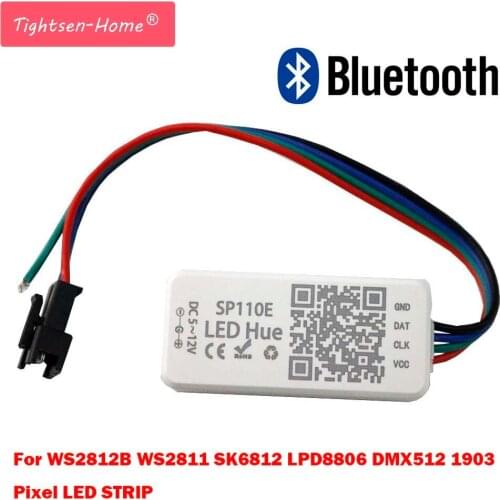 SP110E Bluetooth Controller Pixel led light strip by smart phone APP For WS2812B SK6812 LPD8806 DMX512 1903 RGB/RGBW DC5-12V New