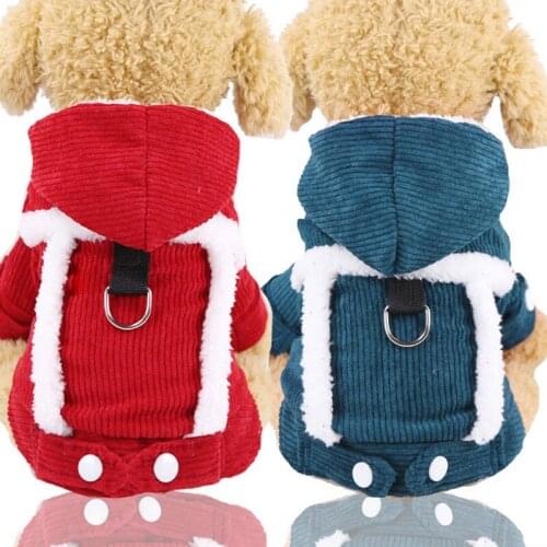 Warm Pet Dog Clothes for Small Medium Dogs Winter Dog Hoody Pet Coat Jackets Chihuahua Pug Outfits Puppy Cat Clothing with ring