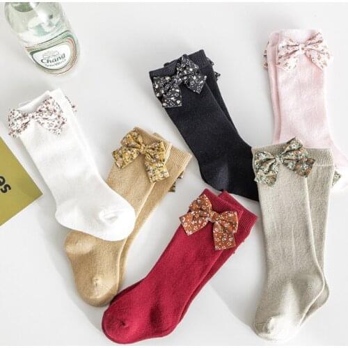 FOCUSNORM 0-2Y Newborn Baby Girls Boys Stocking 6 Colors Floral Bowknot Solid Knit Autumn Leggings