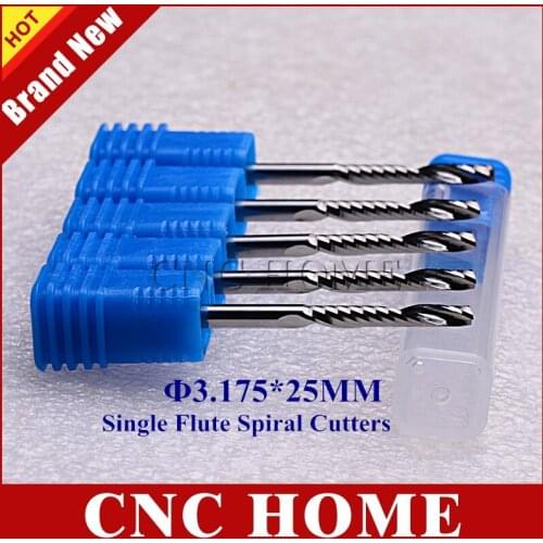 5Pcs 3.175*25mm Carbide One Single Flute CNC Router Bits Tools Milling Cutter 1/8" Shank Bit for wood acrylic woodworking mills