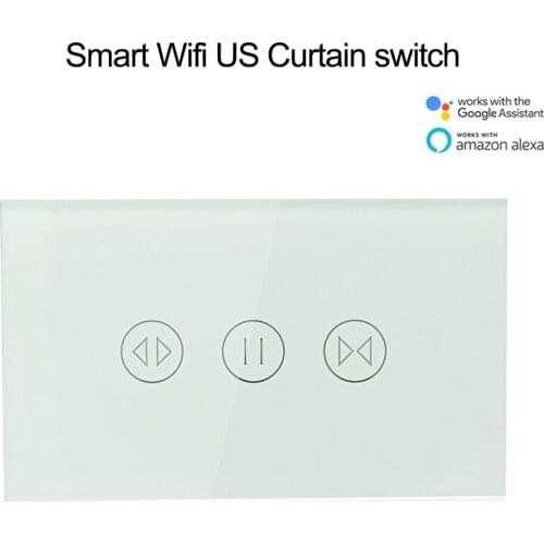 New US WIFI Smart Touch Curtain Switch Voice Control wall switch by Alexa and Google home remote Control for curtian Blind Motor