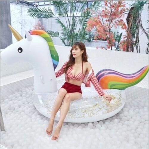Gaint Shinny Inflatable Unicorn Thick Life Buoy PVC Floating Swimming Ring Swimming Mattress Sea For Outdoor Beach Leisure Party