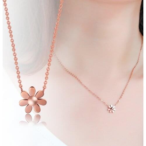 YUN RUO Fashion Brand Woman Jewelry Gold Silver Color Daisy Pendant Necklace 316 L Stainless Steel Collares Jewelry High Polish