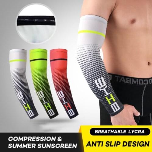 1Pair Breathable Arm Sleeves Quick Dry Uv Protection Running Basketball Elbow Pad Fitness Armguards Sports Cycling Arm Warmers