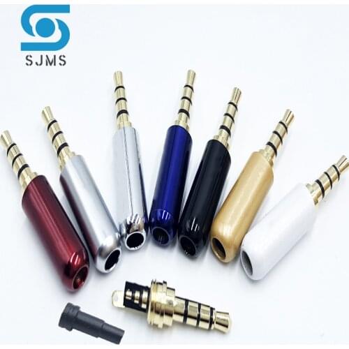 2pcs Copper 3/4 Pole 3.5mm Gold Plated Plug Male Headphone Jack 3.5 mm Stereo Audio Connector for 4mm Cable Adapter