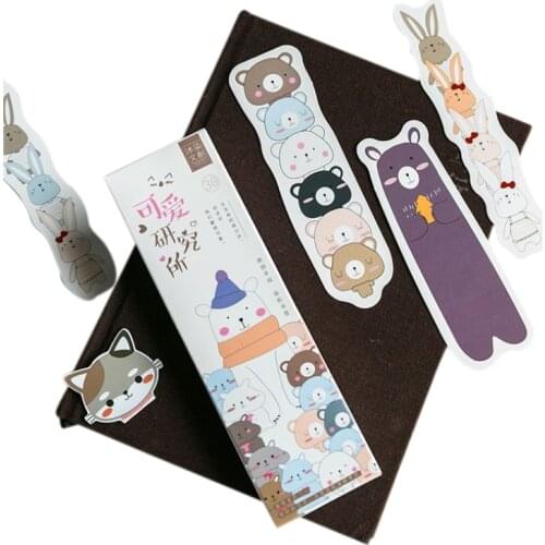 30Pcs/box Cute Funny Cartoon Animals Bookmark Paper Bookmark Promotional Gift Stationery Film Bookmark