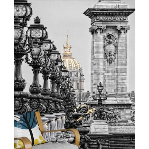 The custom 3D murals,Classic black and white European style architecture ,living room sofa TV wall bedroom wall paper