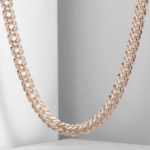 5.5mm Womens Mens Necklace 585 Rose Gold Filled Hammered Venitian Link Chain Necklace Fashion Jewelry 20inch 24inch CN10