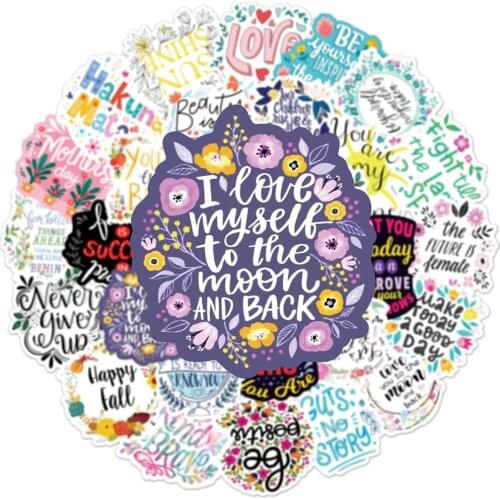 50Pcs Motivational Phrases Sticker Inspirational Life Quotes Stickers DIY Laptop Study Room Scrapbooking Office Graffiti Decals
