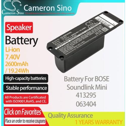 CameronSino Battery for BOSE Soundlink Mini 413295 fits BOSE 063404 Speaker Battery 2600mAh/19.24Wh 7.40V Li-ion Black
