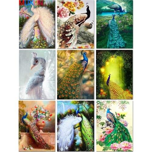 Muxun Diy Diamond Painting Peacock Animal Diamond Cross Stitch Full Circular Diamond Embroidery Home Decor Gift To Hobby H028