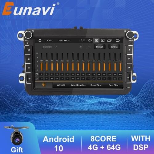 Eunavi 2 Din Android 10 Car radio GPS For VW/Volkswagen Skoda Seat Octavia Golf Touran Passat B6 Polo Multimedia Player Auto BT