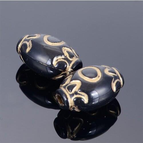 Miasol 20 Pieces 24x15 MM Golden Plating Acrylic Antique Design Large Hole Spacers Beads For Diy Jewelry Making