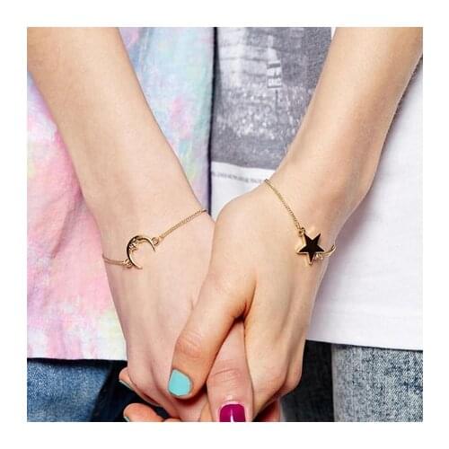 Timlee B096 New Moon Face and Star Alloy bracelets gift for friend,jewelry wholesale