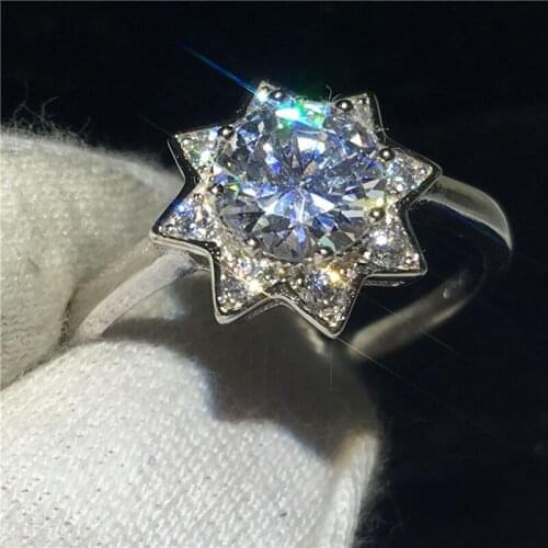 Flower Jewelry Promise ring 100% Soild Silver color Jewelry AAAAA Zircon cz Engagement wedding band rings for women Gift