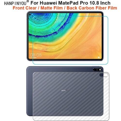 For Huawei MatePad Pro 5G 10.8" Front Slim Soft Clear / Matte No Fingerprint Screen Protector / Back Carbon Fiber Sticker Film