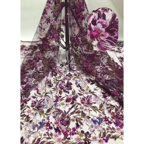 Hot sale French lace fabric Nigeria lace fabric 2021 wedding high-quality African tulle sequin lace fabric D37681