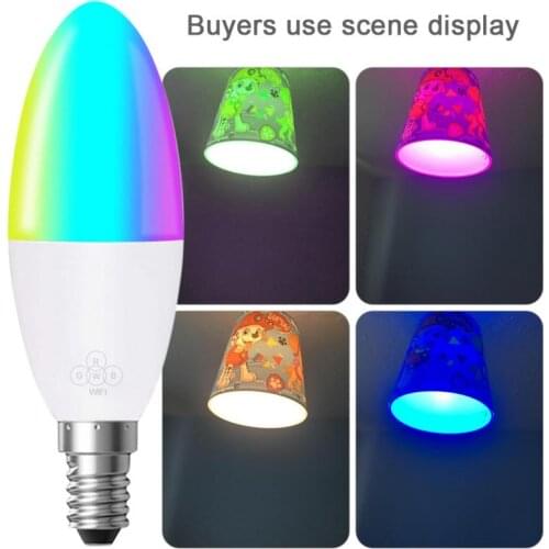Smart Voice Control Candle Bulb E14/E26/E27/B22 RGB Bulb Life 6W Led Lights Compatible For Alexa And Google Home Voice Control