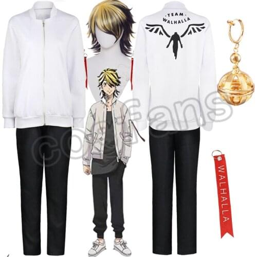 Anime Tokyo Revengers Hanemiya Kazutora Cosplay Costumes White Coat Jacket Valhalla Uniform Baseball Coat Mikey Draken Halloween