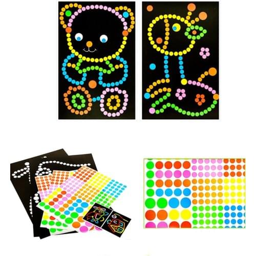 DIY Colorful Dot Stickers Fun Puzzle Stickers Montessori Games Cartoon Animal Learning Educational Toys For Children Kids Gifts