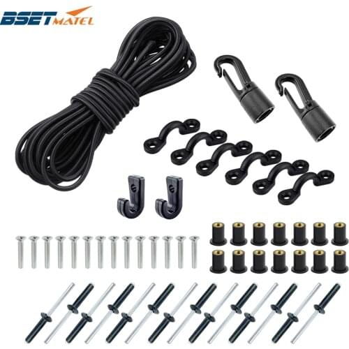 Marine Products Expanded Deck Rigging Kit Accessory Elastic Rope Bungee Nylon C and J Buckle for Kayaks Canoes Boat Accessories