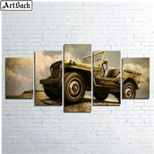 5 spell painting jeep full square drill 5d diamond painting 3d diamond embroidery kit for living room decoration sports car icon